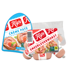 Kips slagers leverworst, mosterd
leverworst of originele leverworst
worst à 200/330 gram, magere crème paté
of roompaté bakje à 
